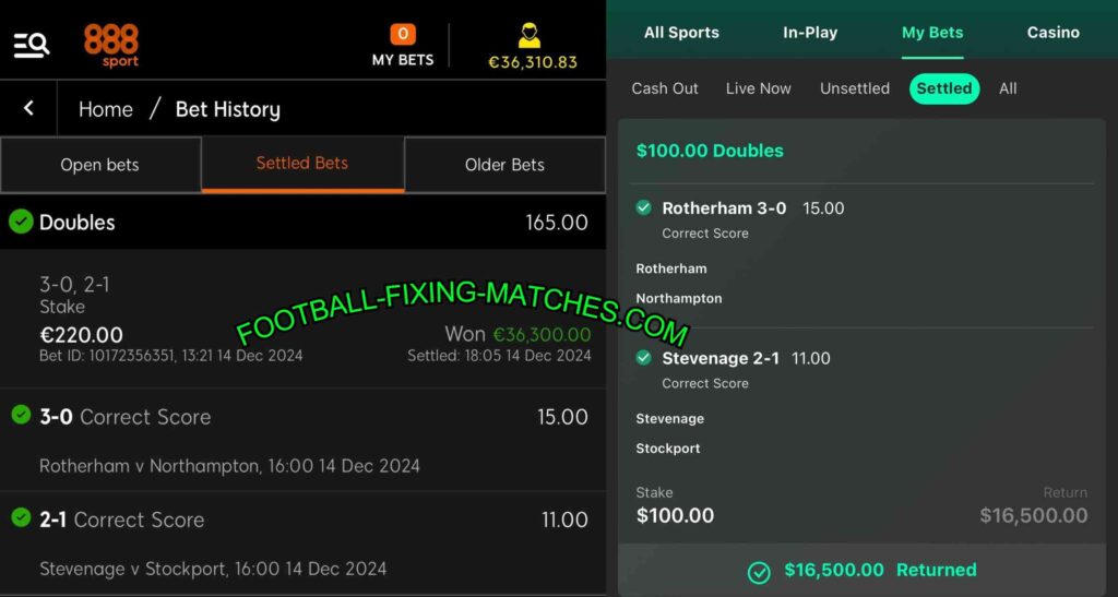 888 SPORT FIXED FOOTBALL MATCHES