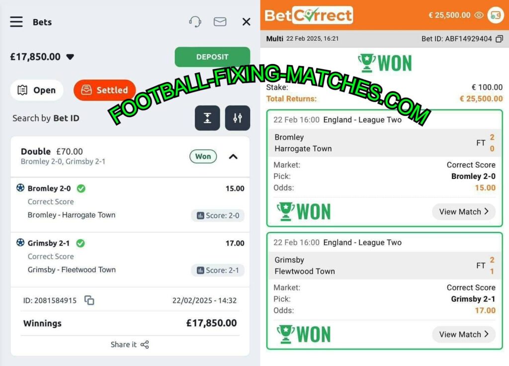 BET CORRECT FIXED MATCHES TIPS