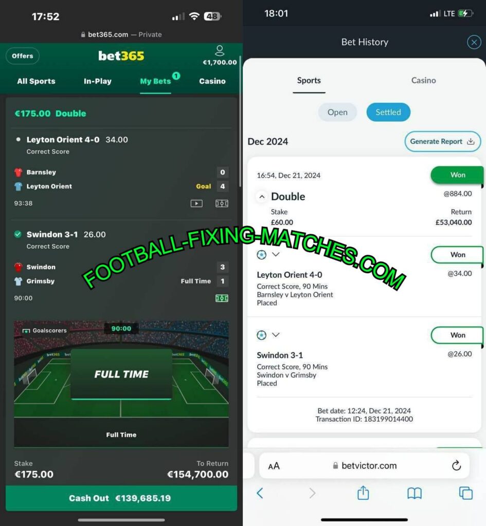 BET VICTOR FOOTBALL FIXED MATCHES