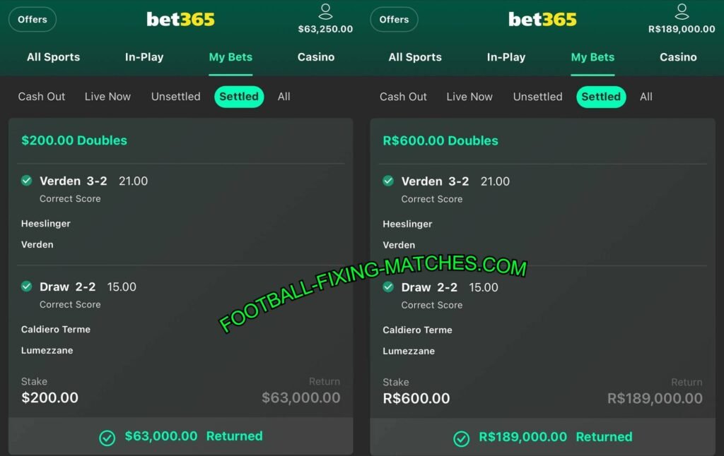 BET365 FOOTBALL FIXED MATCH