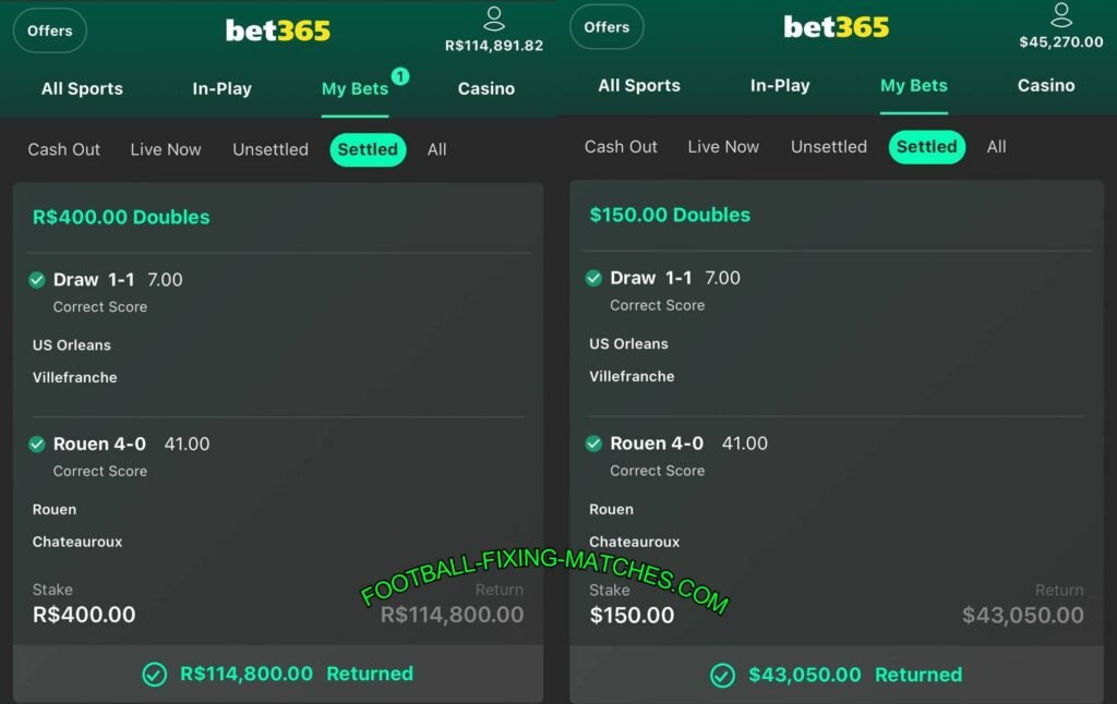 BET365 MATCH FIXING BET