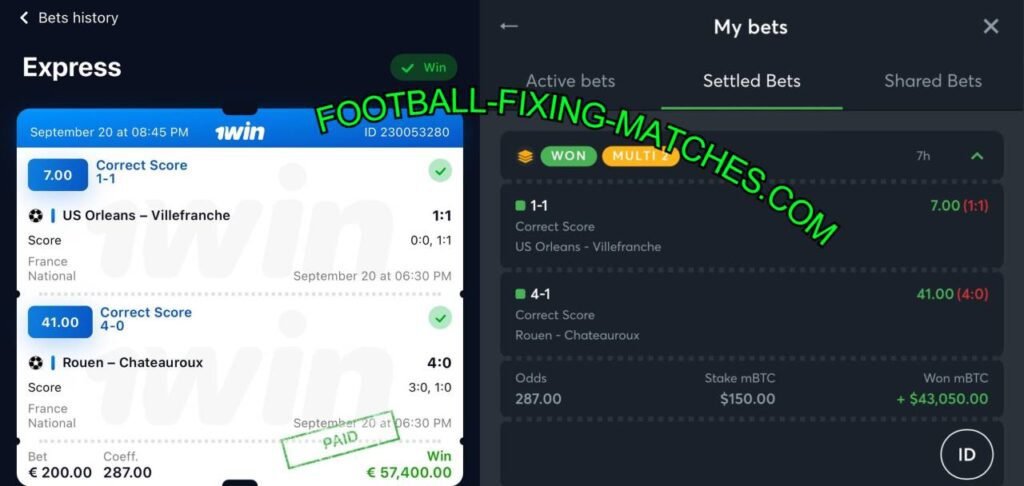 FIXING FOOTBALL BETTING MATCH 1WIN