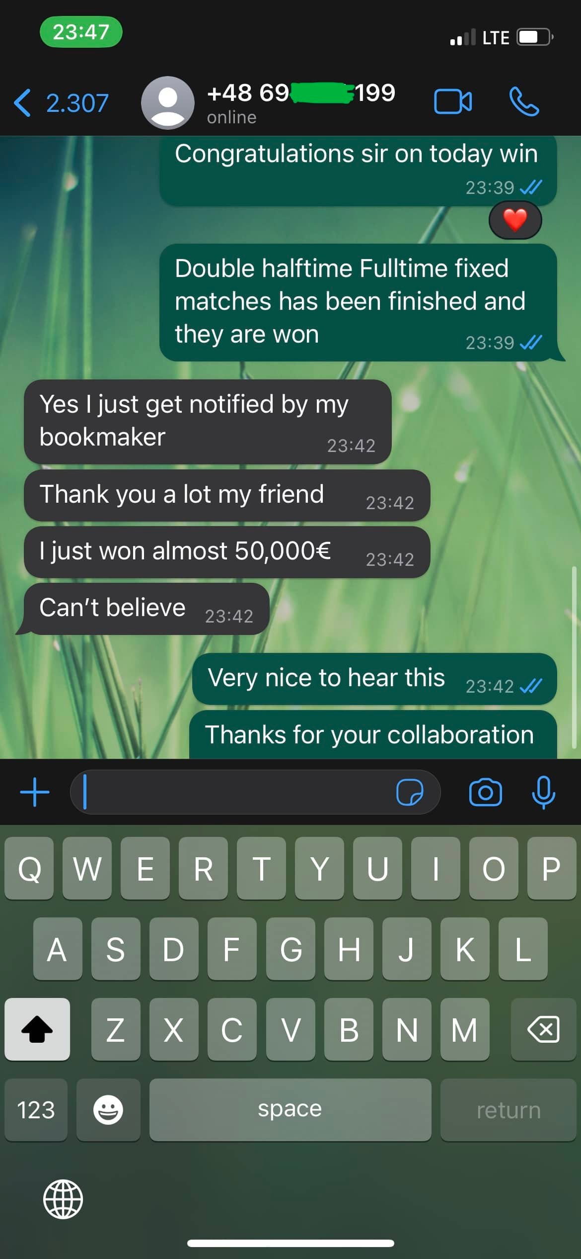 whatsapp - telegram fixed matches proof