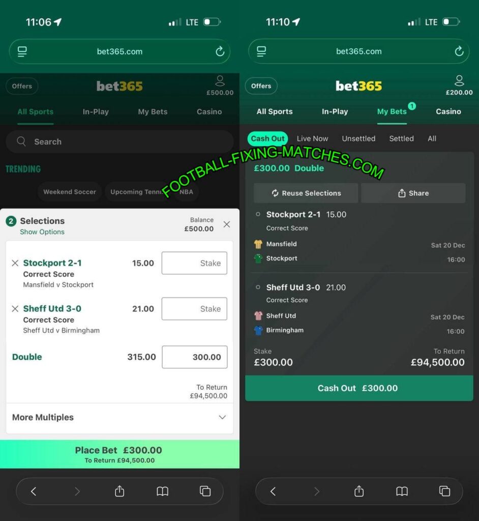 BET365 FIXED MATCH CORRECT TIPS