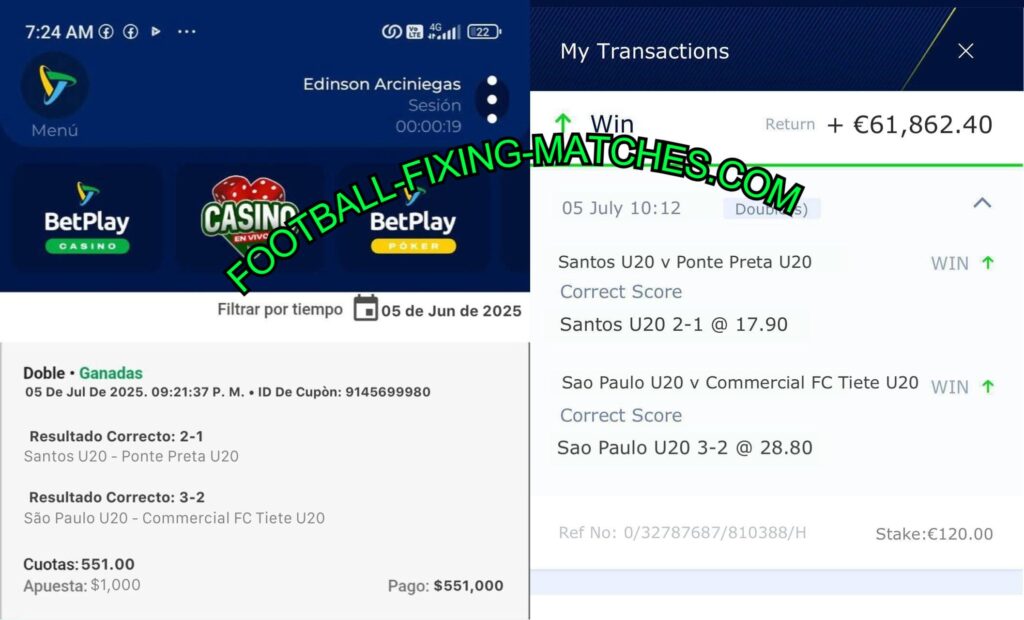 BETPLAY CORRECT SCORE FIXED MATCHES TIPS