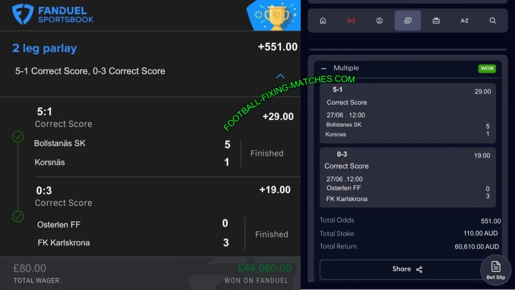 FANDUEL CORRECT SCORE FIXED MATCHES FANDUEL CORRECT SCORE FIXED MATCHES