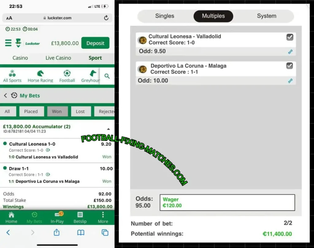 LUCKSTER SPORTS FIXED BETTING TIPS