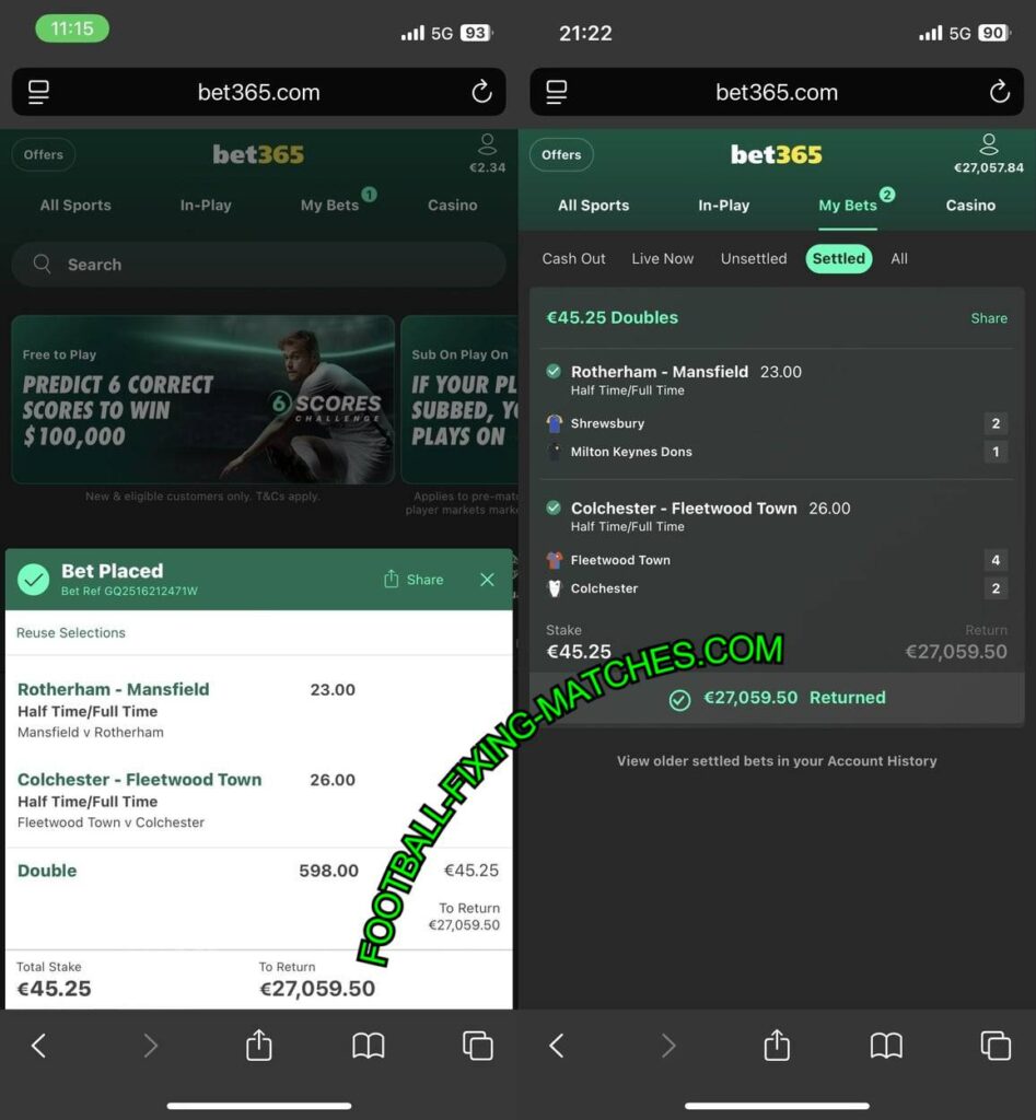 MATCH FIXING BETTING TIPS HTFT