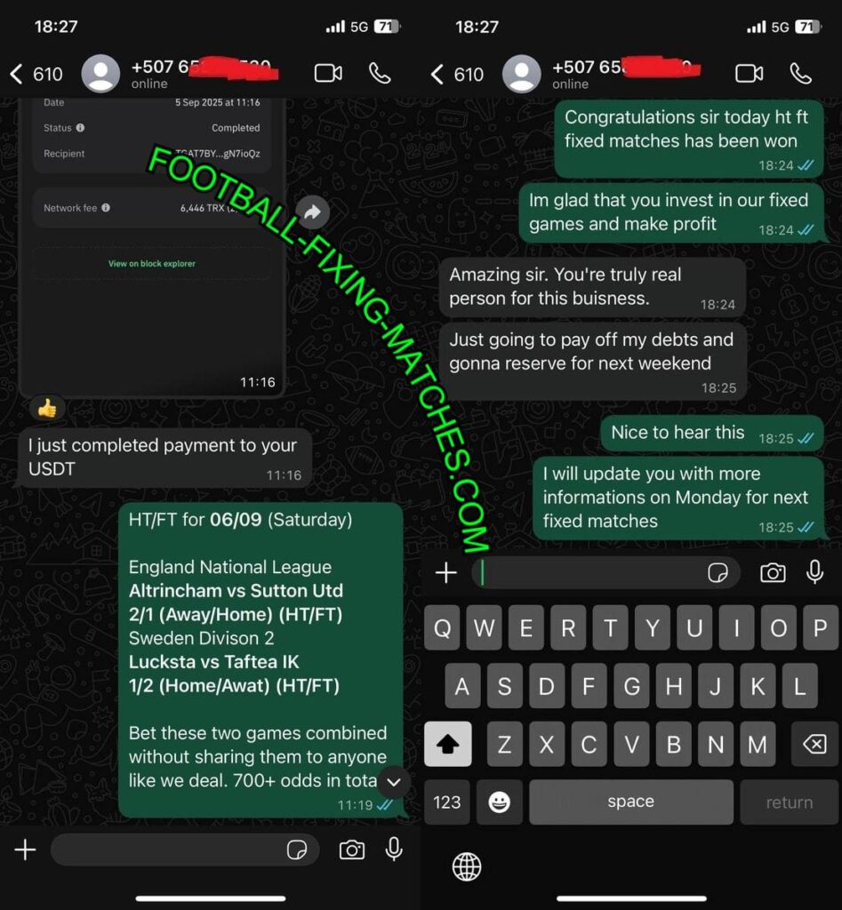 MATCH FIXING WHATSAPP TIPS HTFT