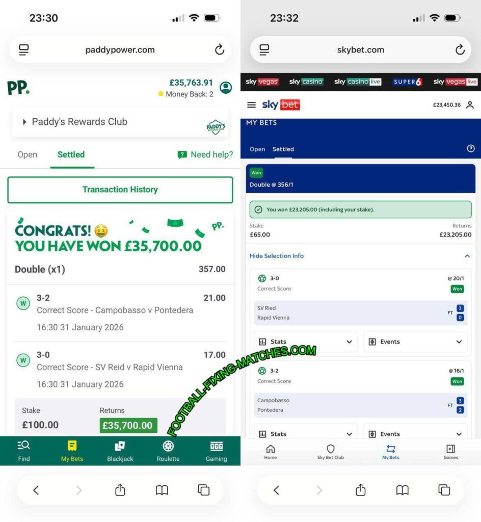 SKY BET CORRECT SCORE FIXED MATCHES