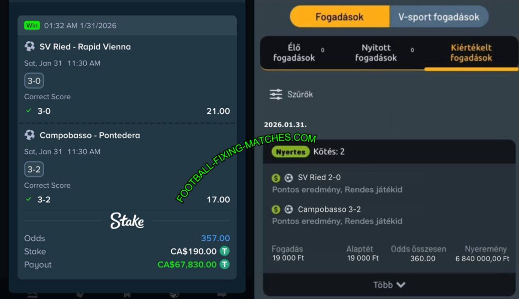STAKE CORRECT SCORE FIXED TIPS