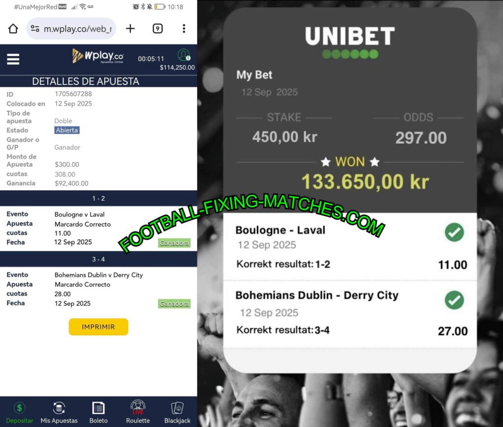 UNIBET CORRECT SCORE FIXED MATCHES