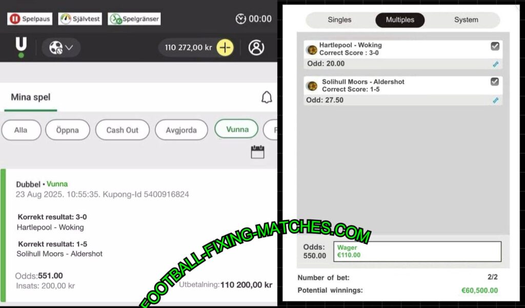 UNIBET CORRECT SCORE FIXED MATCHES BET