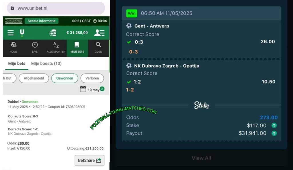 UNIBET CORRECT SCORE FIXED MATCHES TIPS