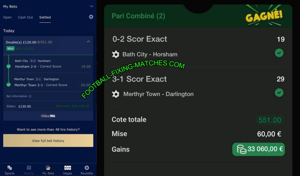 WILLIAM HILL FIXED MATCHES TIPS