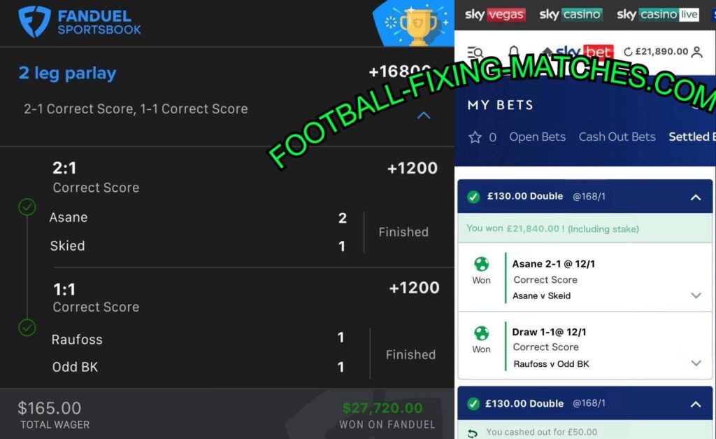 fanduel correct score fixed matches