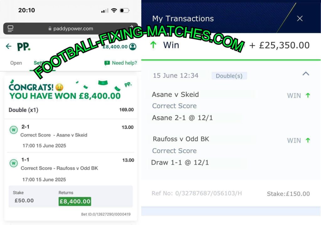 paddypower fixed correct score matches