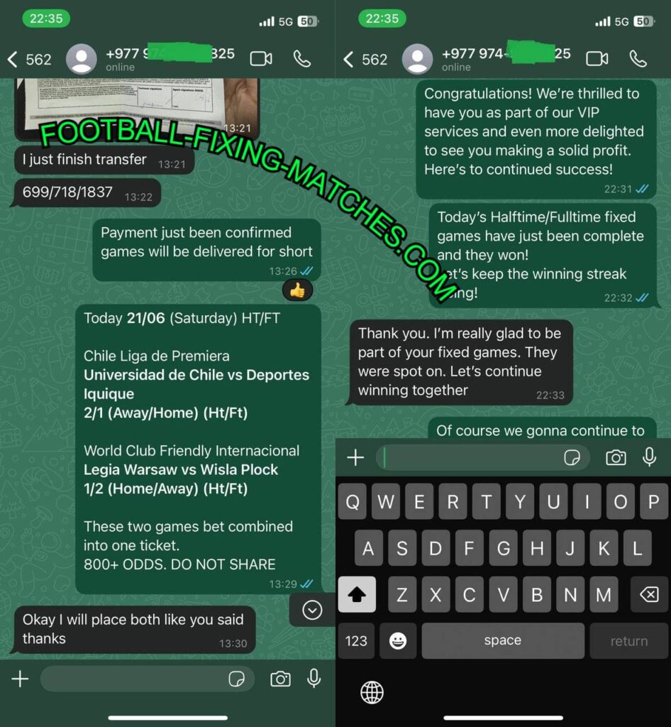 whatsapp fixed football games
